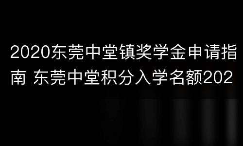 2020东莞中堂镇奖学金申请指南 东莞中堂积分入学名额2020