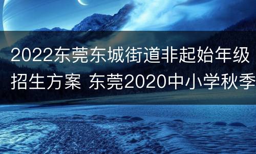 2022东莞东城街道非起始年级招生方案 东莞2020中小学秋季招生