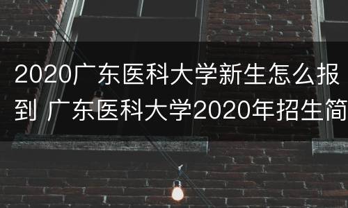2020广东医科大学新生怎么报到 广东医科大学2020年招生简章