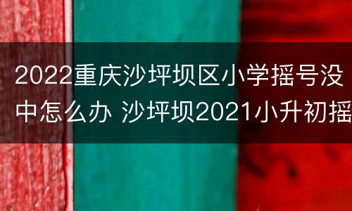2022重庆沙坪坝区小学摇号没中怎么办 沙坪坝2021小升初摇号