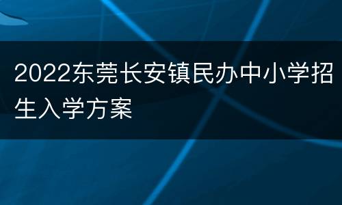 2022东莞长安镇民办中小学招生入学方案