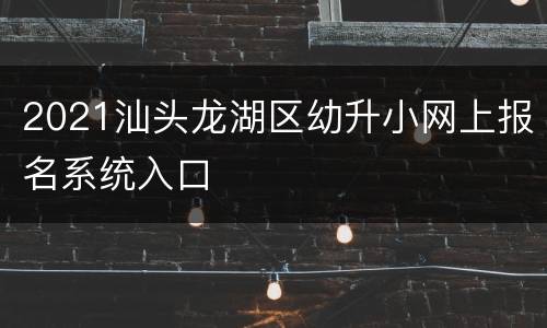2021汕头龙湖区幼升小网上报名系统入口