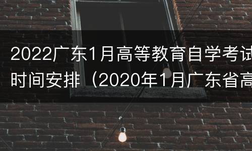 2022广东1月高等教育自学考试时间安排（2020年1月广东省高等教育自学考试）