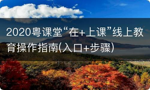 2020粤课堂“在+上课”线上教育操作指南(入口+步骤)