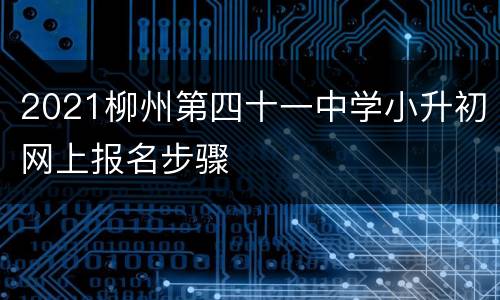 2021柳州第四十一中学小升初网上报名步骤