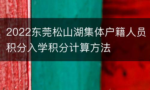 2022东莞松山湖集体户籍人员积分入学积分计算方法