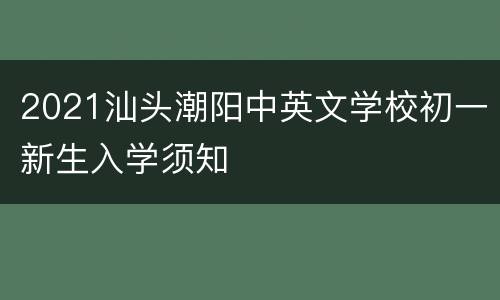 2021汕头潮阳中英文学校初一新生入学须知