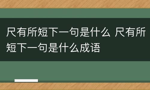 尺有所短下一句是什么 尺有所短下一句是什么成语