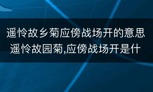 遥怜故乡菊应傍战场开的意思 遥怜故园菊,应傍战场开是什么意思