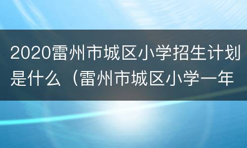 2020雷州市城区小学招生计划是什么（雷州市城区小学一年级招生方案2020）