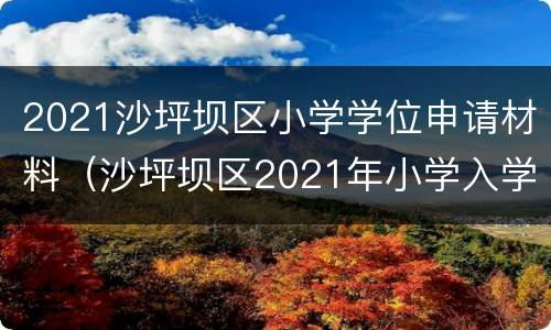 2021沙坪坝区小学学位申请材料（沙坪坝区2021年小学入学）