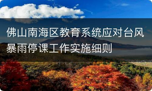 佛山南海区教育系统应对台风暴雨停课工作实施细则​