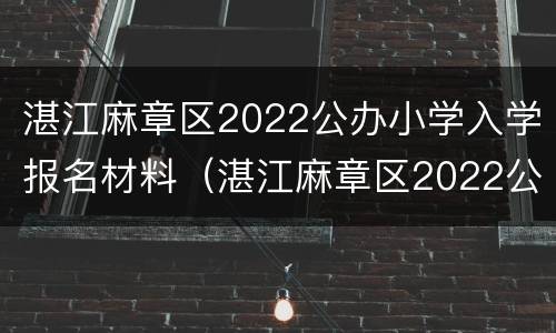 湛江麻章区2022公办小学入学报名材料（湛江麻章区2022公办小学入学报名材料是什么）