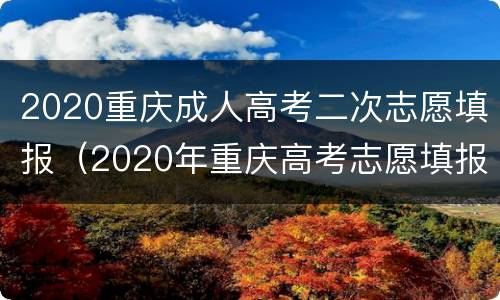 2020重庆成人高考二次志愿填报（2020年重庆高考志愿填报）