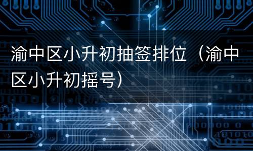 渝中区小升初抽签排位（渝中区小升初摇号）