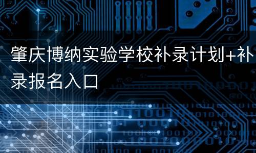 肇庆博纳实验学校补录计划+补录报名入口