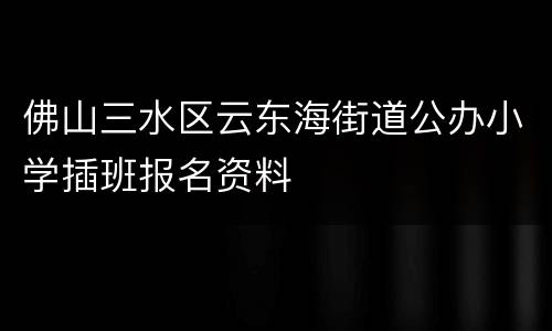 佛山三水区云东海街道公办小学插班报名资料