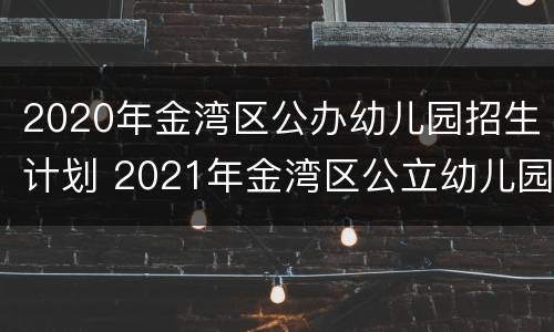 2020年金湾区公办幼儿园招生计划 2021年金湾区公立幼儿园报名情况