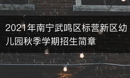 2021年南宁武鸣区标营新区幼儿园秋季学期招生简章