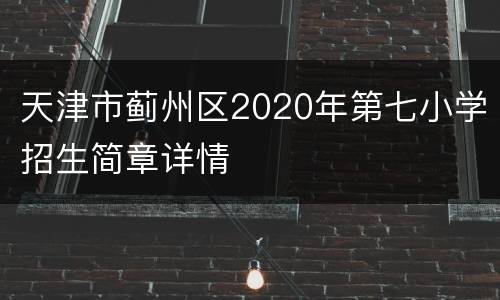 天津市蓟州区2020年第七小学招生简章详情
