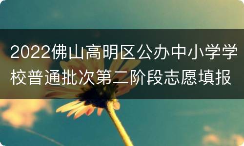 2022佛山高明区公办中小学学校普通批次第二阶段志愿填报指南