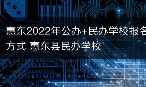 惠东2022年公办+民办学校报名方式 惠东县民办学校