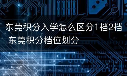 东莞积分入学怎么区分1档2档 东莞积分档位划分