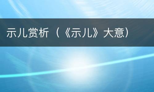示儿赏析（《示儿》大意）