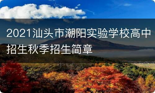 2021汕头市潮阳实验学校高中招生秋季招生简章