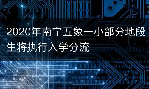 2020年南宁五象一小部分地段生将执行入学分流