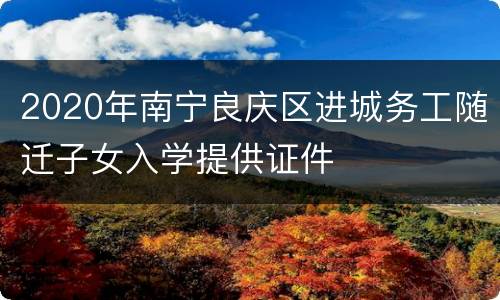 2020年南宁良庆区进城务工随迁子女入学提供证件
