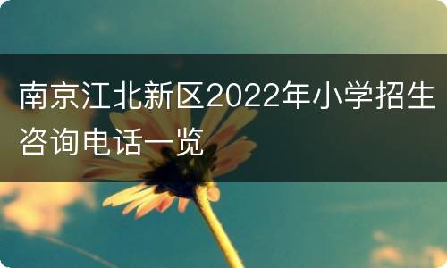 南京江北新区2022年小学招生咨询电话一览