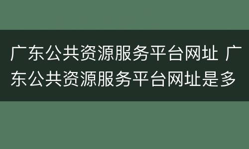 广东公共资源服务平台网址 广东公共资源服务平台网址是多少