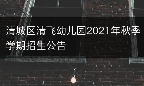 清城区清飞幼儿园2021年秋季学期招生公告
