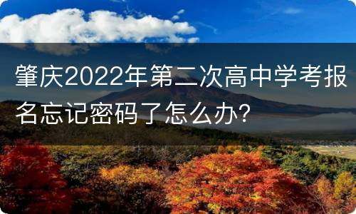 肇庆2022年第二次高中学考报名忘记密码了怎么办？