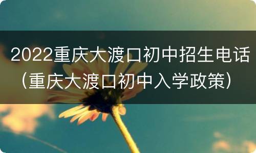 2022重庆大渡口初中招生电话（重庆大渡口初中入学政策）
