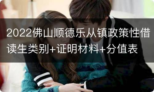 2022佛山顺德乐从镇政策性借读生类别+证明材料+分值表