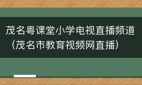 茂名粤课堂小学电视直播频道（茂名市教育视频网直播）