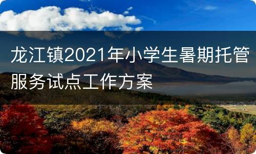 龙江镇2021年小学生暑期托管服务试点工作方案