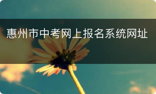 惠州市中考网上报名系统网址
