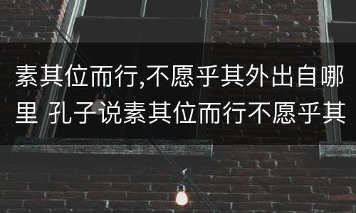素其位而行,不愿乎其外出自哪里 孔子说素其位而行不愿乎其外论证方法