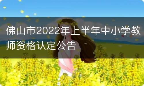 佛山市2022年上半年中小学教师资格认定公告