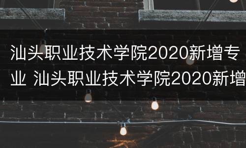 汕头职业技术学院2020新增专业 汕头职业技术学院2020新增专业表
