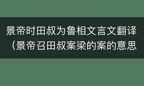 景帝时田叔为鲁相文言文翻译（景帝召田叔案梁的案的意思）