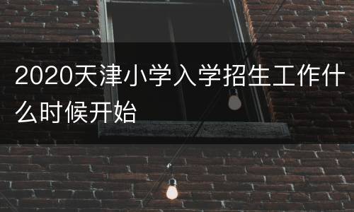 2020天津小学入学招生工作什么时候开始