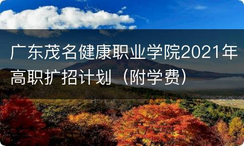 广东茂名健康职业学院2021年高职扩招计划（附学费）
