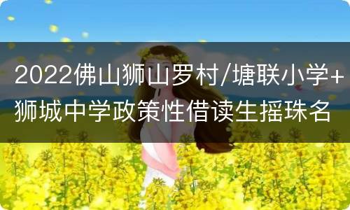 2022佛山狮山罗村/塘联小学+狮城中学政策性借读生摇珠名单