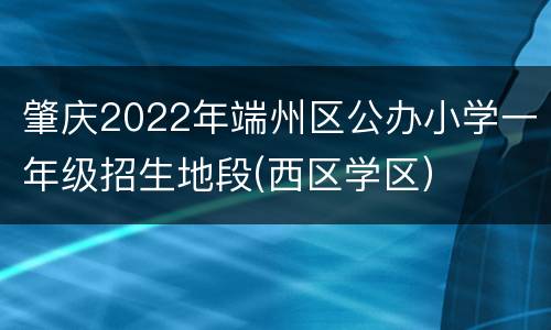 肇庆2022年端州区公办小学一年级招生地段(西区学区）