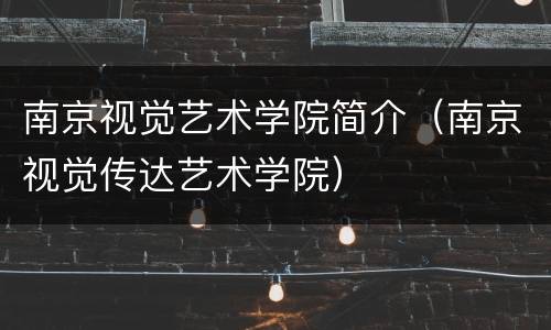 南京视觉艺术学院简介（南京视觉传达艺术学院）