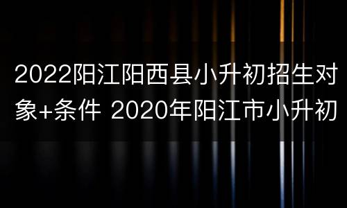 2022阳江阳西县小升初招生对象+条件 2020年阳江市小升初招生
